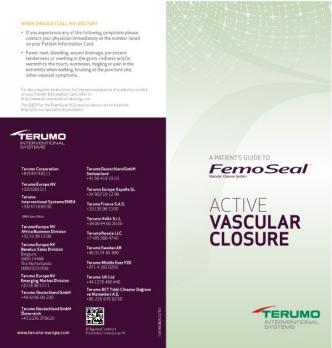 FemoSeal™ Vascular Closure System Patient Information Leaflet (PIL)